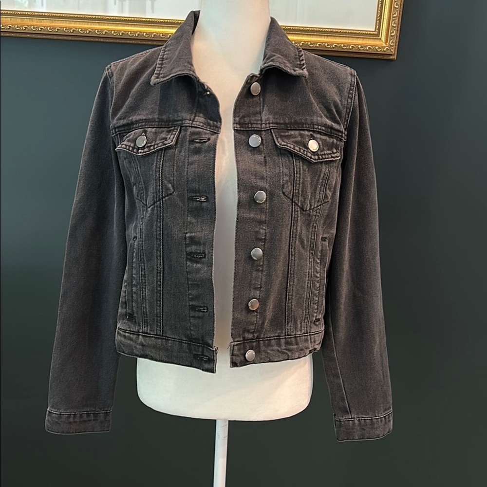 Stoosh Vintage Classic Black Denim Jacket by 26 International With Pockets